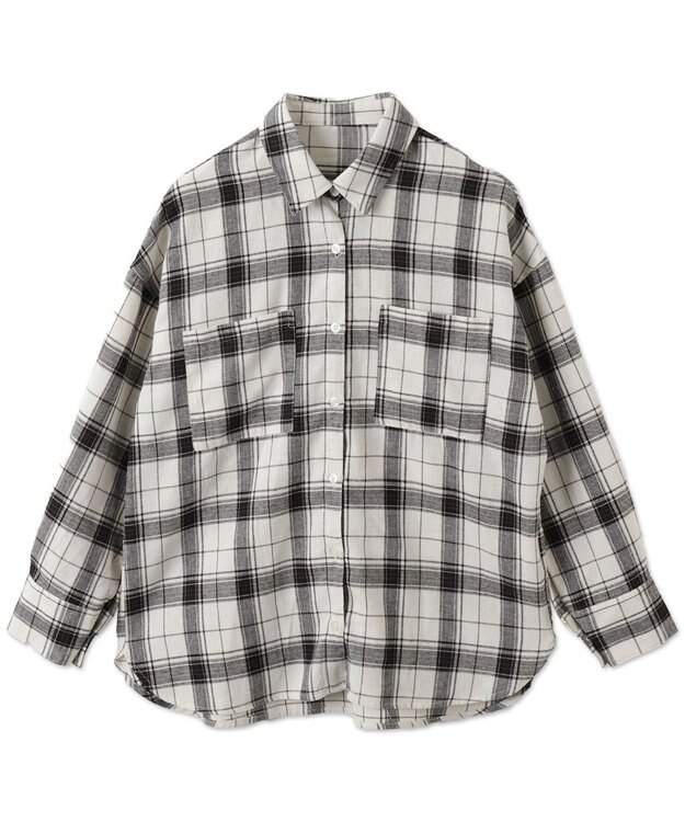 WEGO チェックBIGシャツ ホワイトチェック1