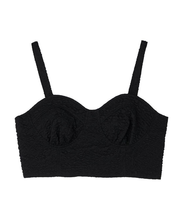 earth music&ecology エンボスフラワービスチェ Black