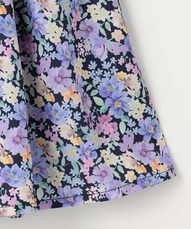 ANY KIDS オンオフショルダー ガーリー ワンピース ネイビー花柄