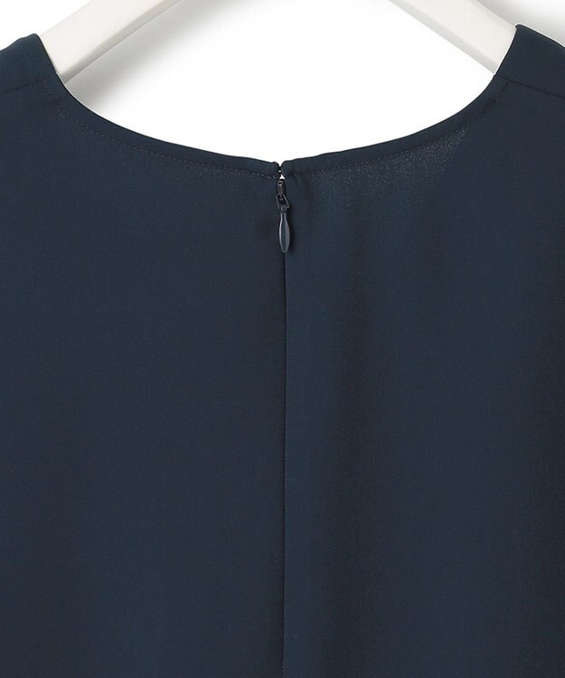 ICB 【洗える】ソフトジョーゼット Vネックブラウス ネイビー系