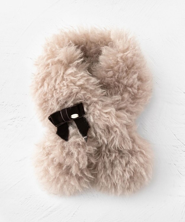 TOCCA 【ブローチ取り外し可】VELVET RIBBON FURTIPPET ティペット ベージュ系