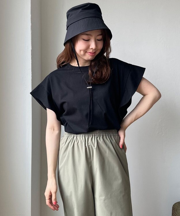 UNFILO フレアスリーブ Tシャツ ブラック