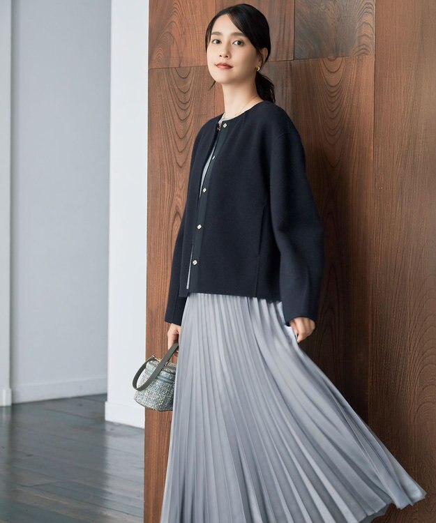 自由区 S ライトリバーノーカラー ジャケット ネイビー