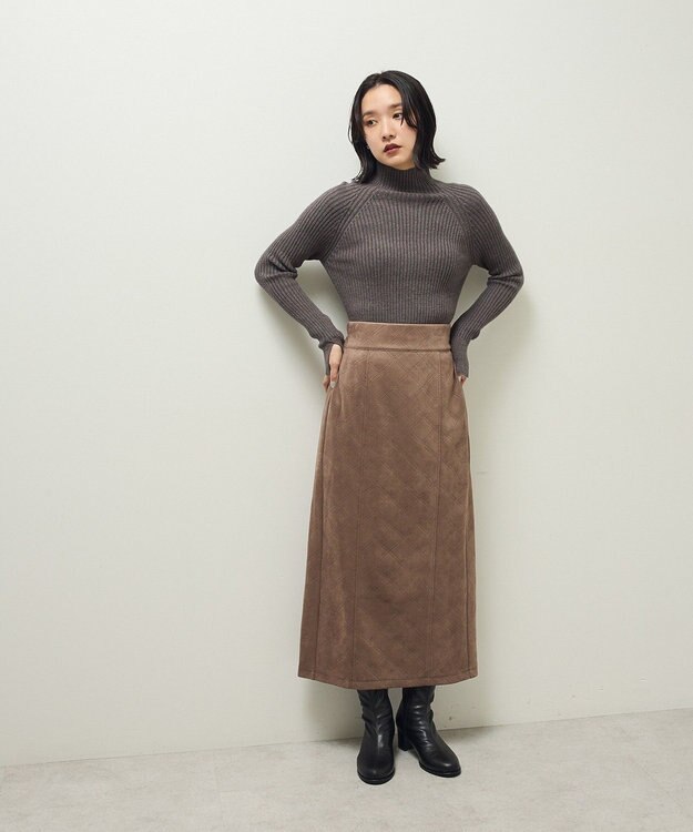 Green Parks ・ＥＬＥＮＣＡＲＥ　ＤＵＥ　エンボスナロースカート Brown