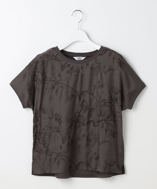 J.PRESS LADIES 【一枚で着映え】シアーエンブロイダリー カットソー スレートブラウン系