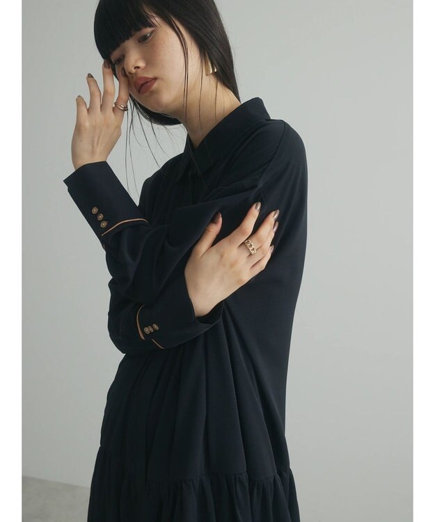 Green Parks armonia．配色シャツワンピース Black