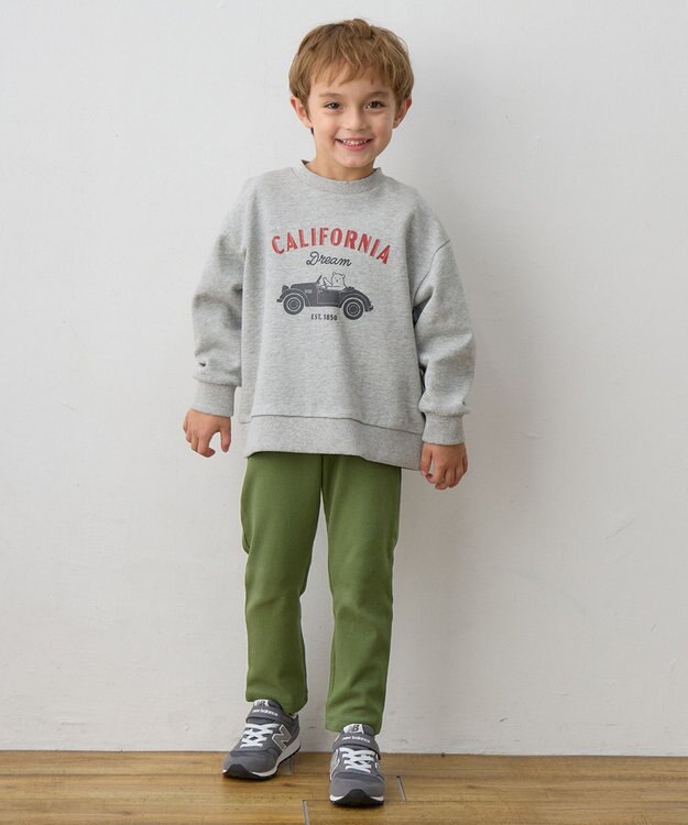 ANY KIDS アニマルプリント 裏毛トレーナー ライトグレー