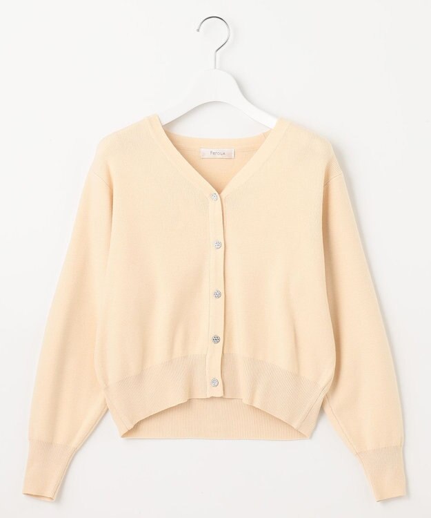 Feroux 【洗える】ビジューボタン2WAY カーディガン クリーム系