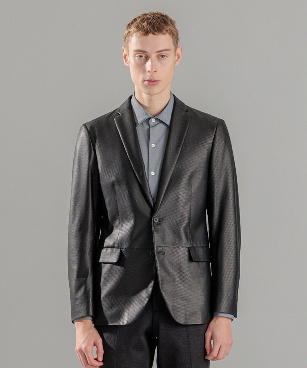 JOSEPH HOMME ライトパンチングレザー　ジャケット ブラック系