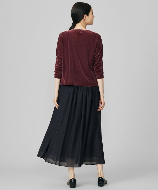 自由区 L シアーベロア カーディガン ボルドー