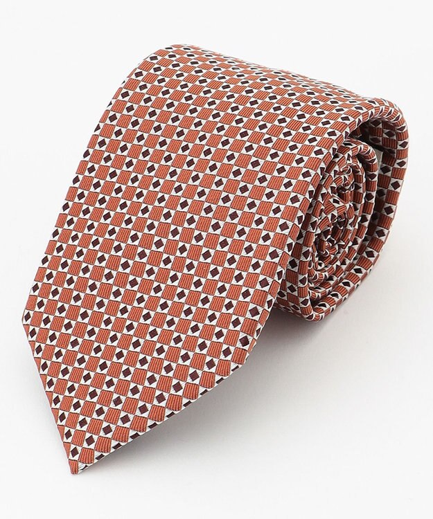 J.PRESS MEN ヴィンテージジャガード/ダイヤグラム柄 ネクタイ オレンジ系8