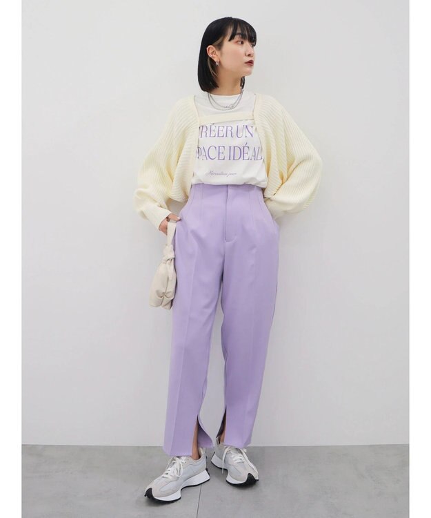 Green Parks 裾スリット／選べる美脚みえパンツ Lavender