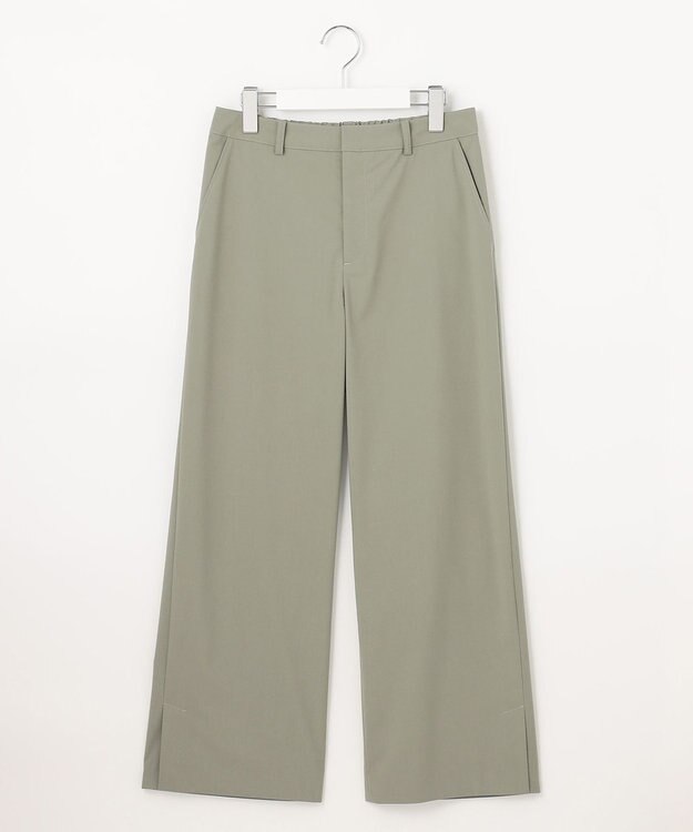 J.PRESS LADIES 【洗える】マイクロタイプライターストレッチ セミワイド パンツ スモーキーグリーン系