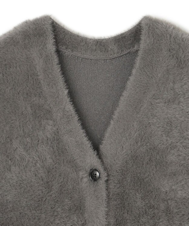 UNFILO L ナイロンシャギー カーディガン ベスト チャコール