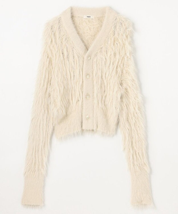 NAVE 【ReNAVE・洗える】メルティーシャギーニット カーディガン ホワイト系