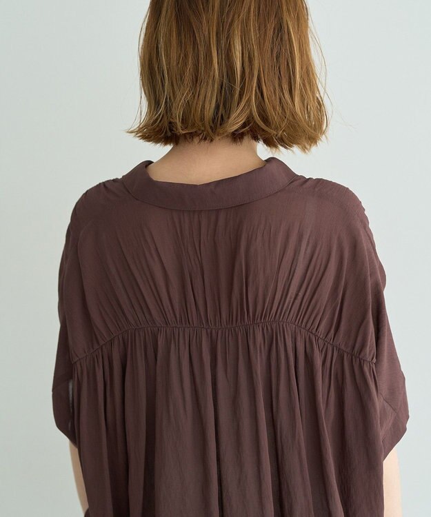 YECCA VECCA 【ドライタッチ】シアーバックギャザーシャツ Brown