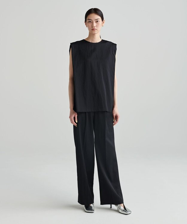 NAVE 【ReNAVE　洗える】グロスサテンブラウス ブラック