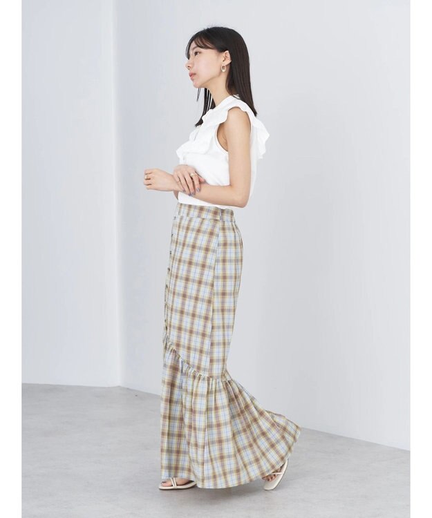 earth music&ecology デコルテレースフリルブラウス Off White