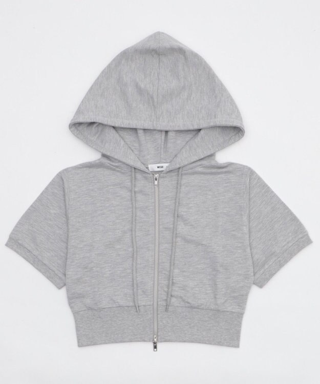 WEGO 半袖ショートパーカー 杢グレー