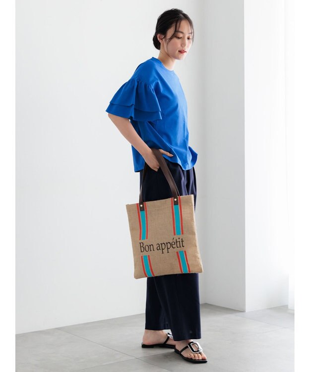 Te chichi レーヨンリネンストレートパンツ ネイビー