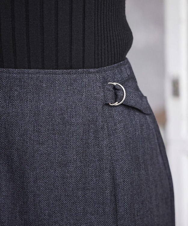 Tiaclasse 【洗える】メランジヘリンボーンツイードスカート チャコールグレー
