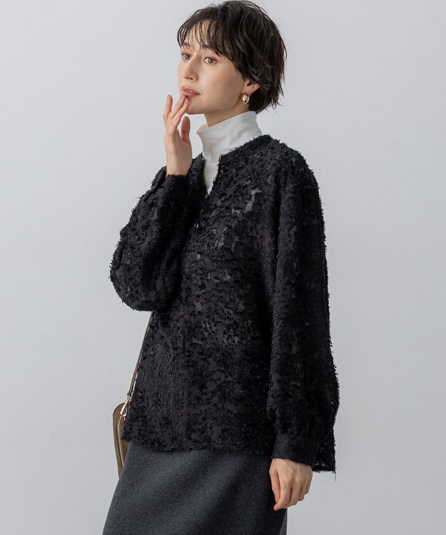 大きいサイズ 23区 へアリ―カットジャカードブラウス(自由区ICBクミキョク) 大きいサイズ 23区 へアリ―カットジャカードブラウス(自由区ICB