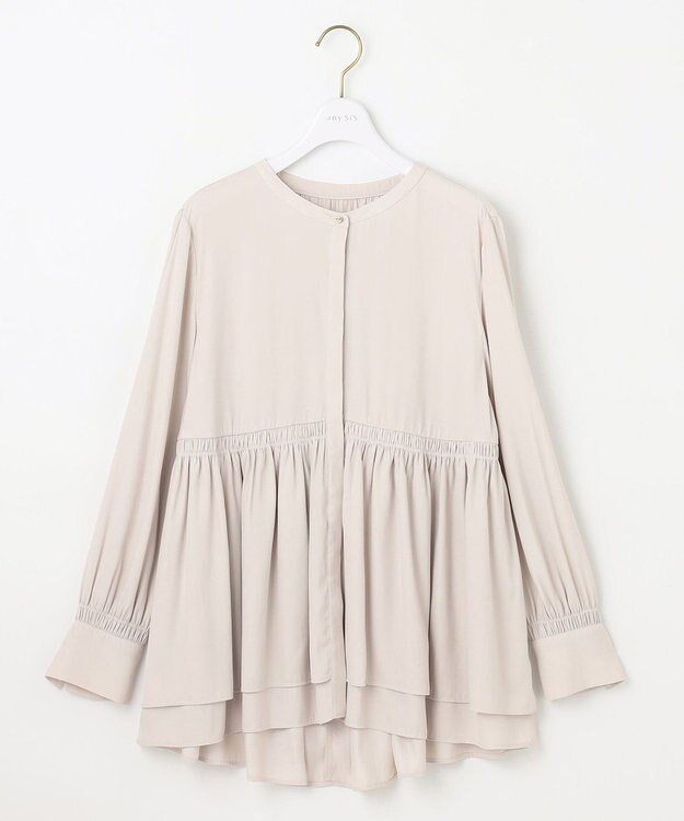 ANY SIS S 【洗える】かさねシャーリング ブラウス アイボリー