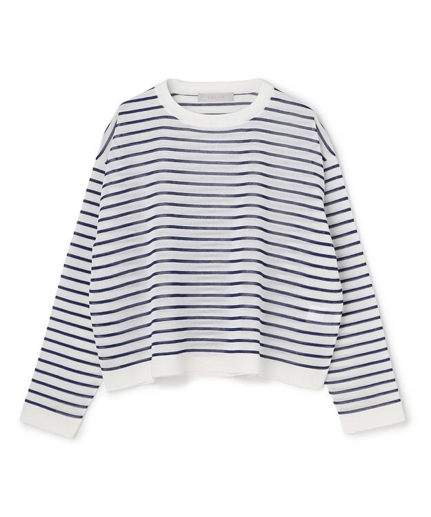 UNFILO シアーフォルムニット ボーダー オフ×ネイビー