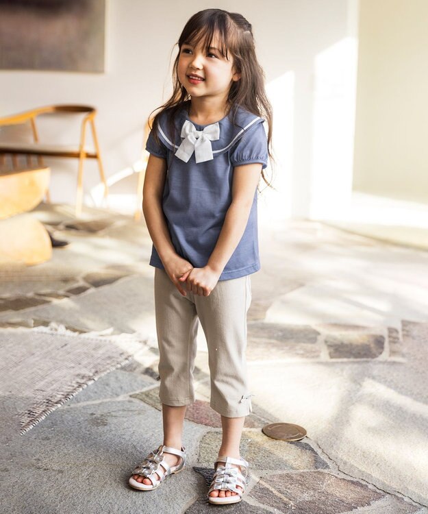 ANY KIDS 接触冷感セーラーカラーTシャツ ブルー