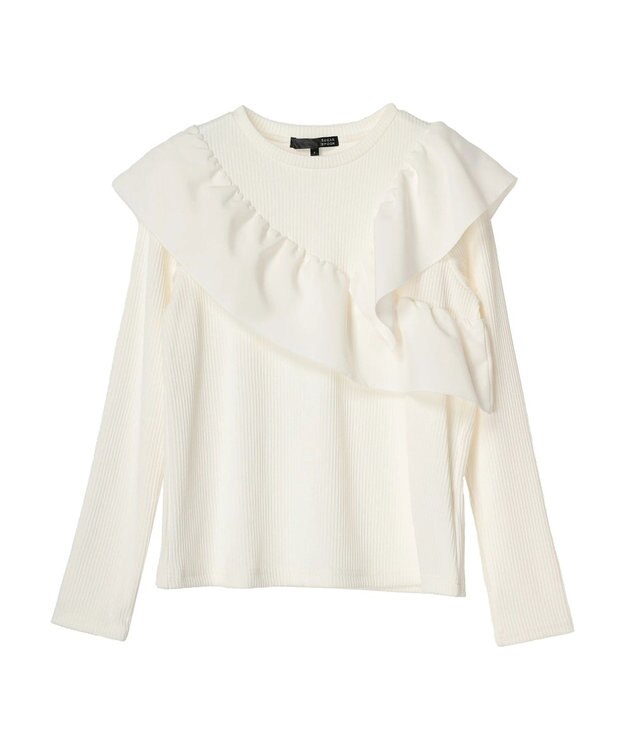 Green Parks ・ＳＵＧＡＲ　ＳＰＯＯＮ　アシンメトリーフリルロンＴＥＥ Off White