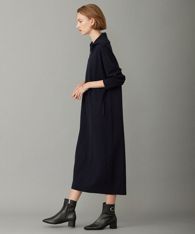 ICB L ミルドウール ニットワンピース ネイビー系