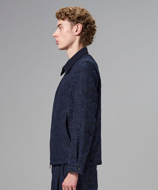 JOSEPH HOMME 【新柄】エスニカルスラブジャガード　ジップアップブルゾン ネイビー系