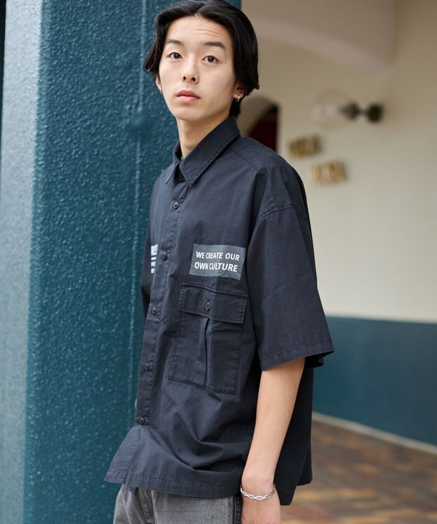 WEGO 【ユニセックス着用ITEM】ミリタリーハーフスリーブシャツ ブラック