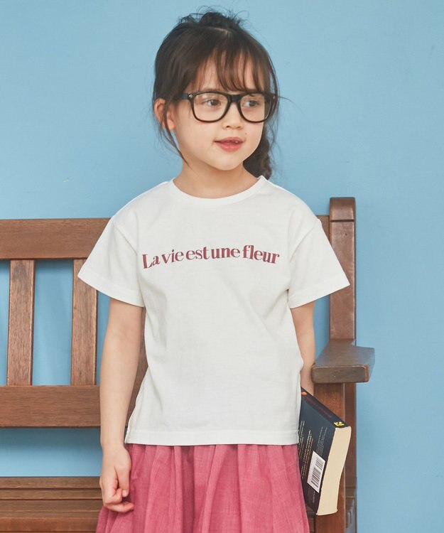 ANY KIDS オーガビッツカラーロゴTシャツ ホワイト×ロゴ(レッド)