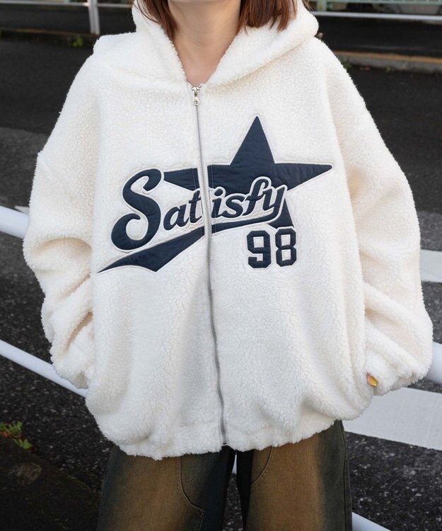 WEGO ロゴボアパーカー ホワイトアイボリー