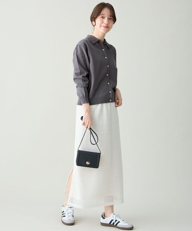 ANY L コットンブレンドポロカーデ スレート