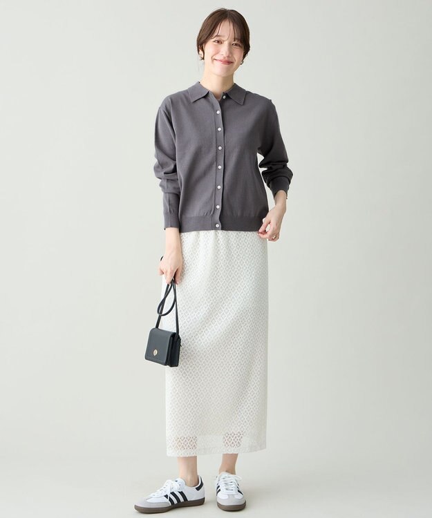 ANY L コットンブレンドポロカーデ スレート