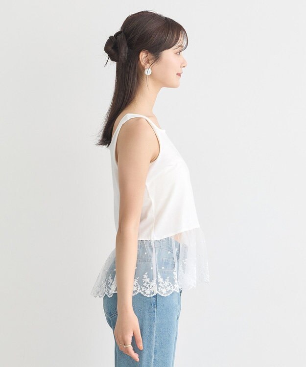 earth music&ecology チュールレースヘムインナー Off White