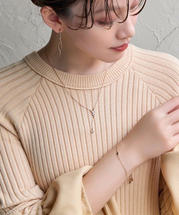 Phoebe 【金属アレルギー対応】ラディアンスビジューYラインネックレス　シャンパンゴールド シャンパンゴールド