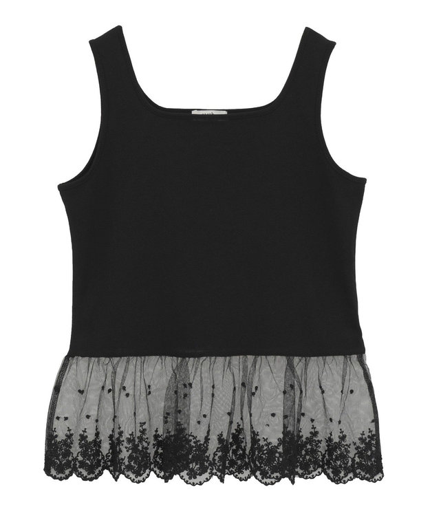 earth music&ecology チュールレースヘムインナー Black