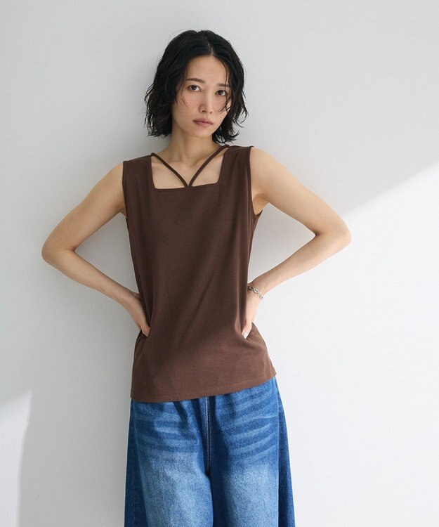 Green Parks マルチストラップテレコタンク Brown