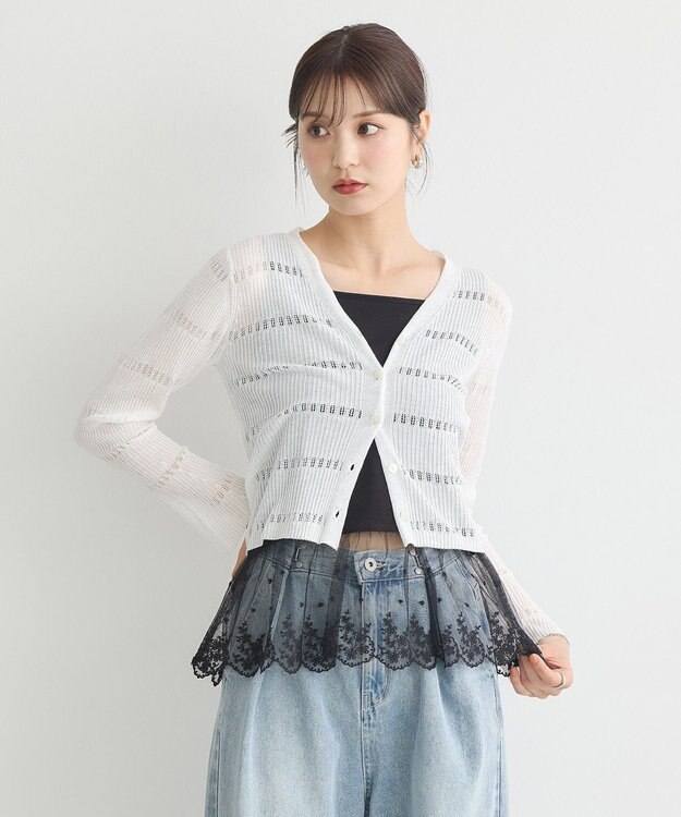 earth music&ecology チュールレースヘムインナー Black