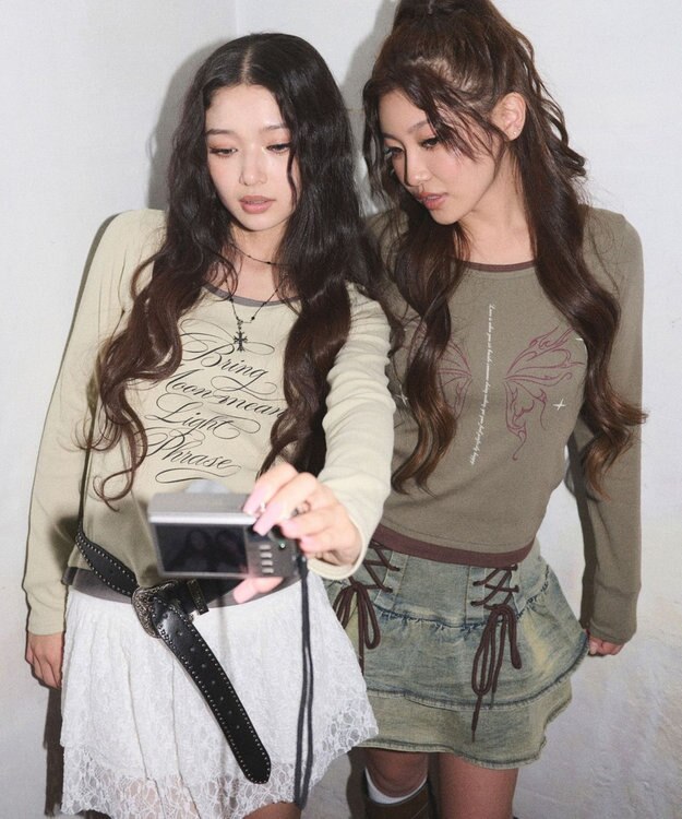 WEGO レイヤードグラフィックTOP ベージュ