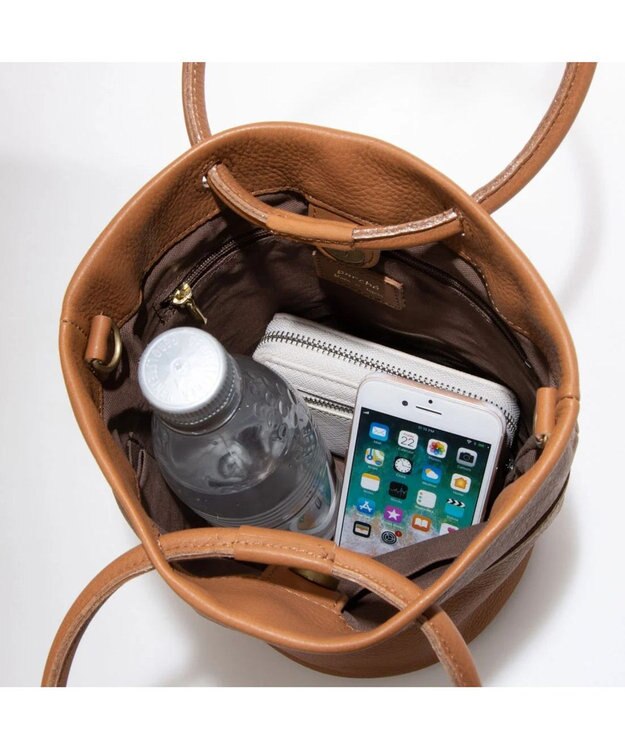 UNBILLION 【テレビ ドラマ着用アイテム】ペルケ perche / 姫路レザー丸手ハンドル2wayバケツバッグ ブラウン