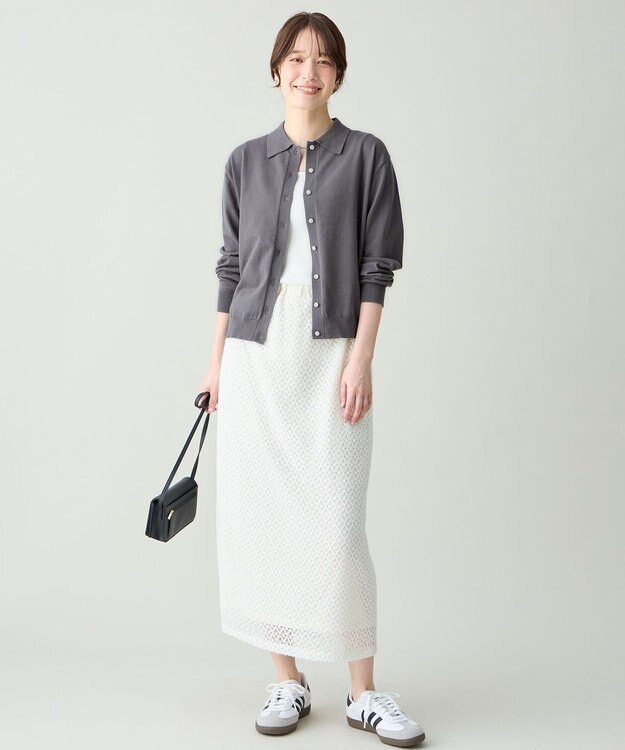 ANY L コットンブレンドポロカーデ スレート