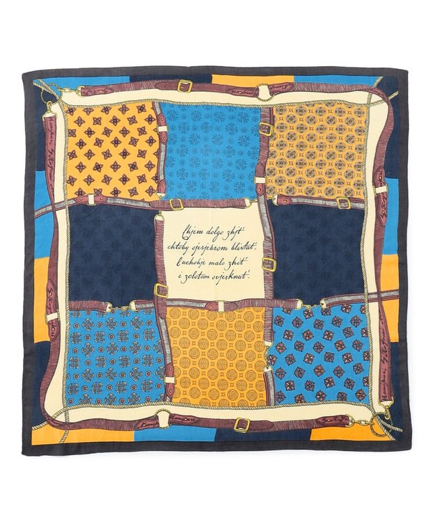 23区 manipuri ウール シルク ストール ブルー系