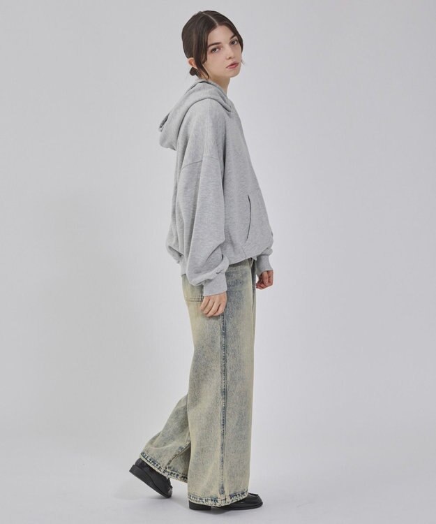 WEGO 【ユニセックス着用ITEM】バルーンクロップドプルパーカー 杢グレー