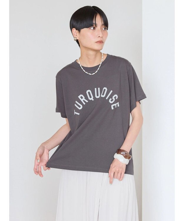 AMERICAN HOLIC ＴＵＲＱＵＯＩＳＥロゴカットプルオーバー Charcoal Gray