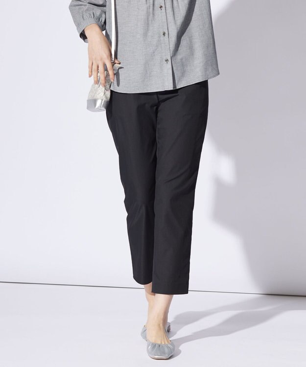 J.PRESS LADIES L 【洗える・撥水】中空タスランチノ テーパード パンツ ブラック系