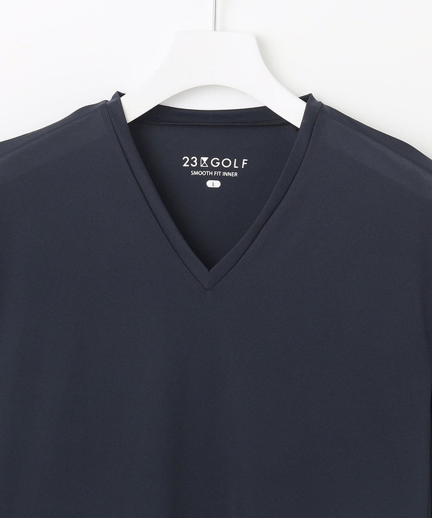 23区GOLF 【MEN】【吸水速乾・UVケア】30デニール 無地Vネックインナーシャツ ネイビー系
